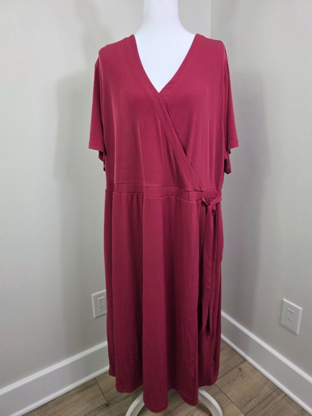 Women's Burgundy Red Midi Wrap Dress Lane Bryant Size 22/24 New with Tags